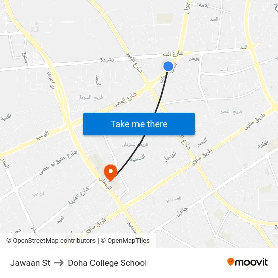 Jawaan St to Doha College School map