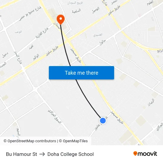 Bu Hamour St to Doha College School map