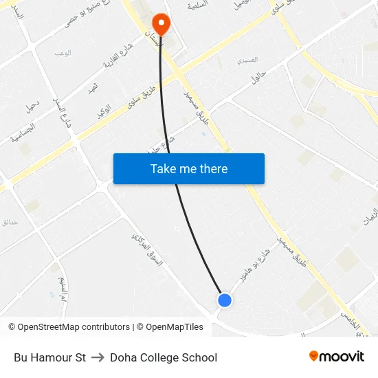 Bu Hamour St to Doha College School map