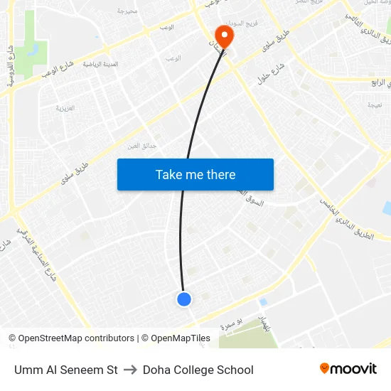 Umm Al Seneem St to Doha College School map