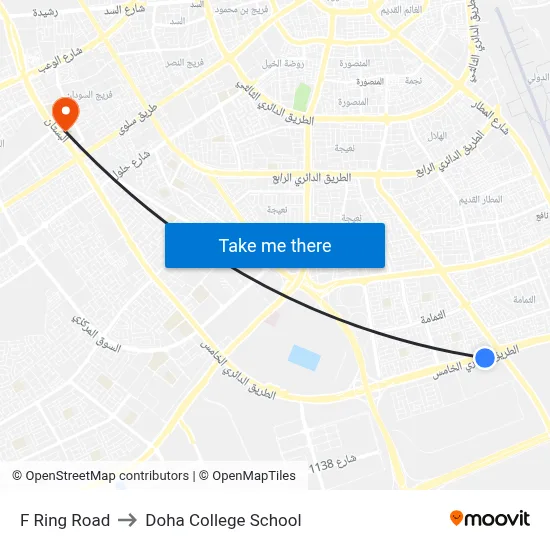 F Ring Road to Doha College School map