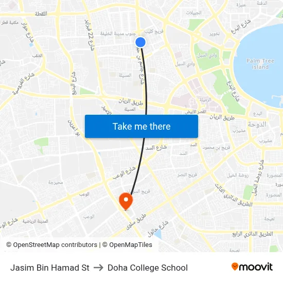 Jasim Bin Hamad Street to Doha College School map