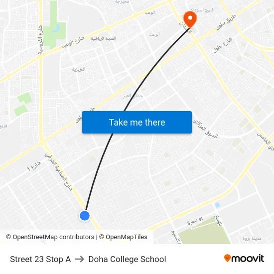 Street 23 Stop A to Doha College School map