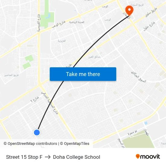 Street 15 Stop F to Doha College School map