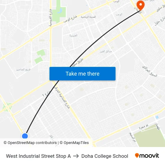 West Industrial Street Stop A to Doha College School map