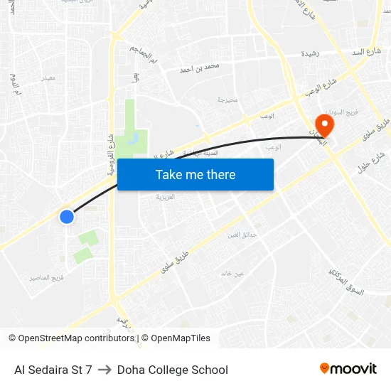Al Sedaira St 7 to Doha College School map