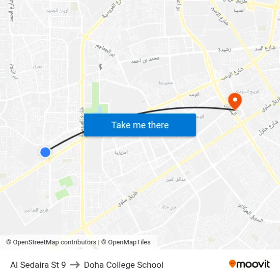 Al Sedaira St 9 to Doha College School map