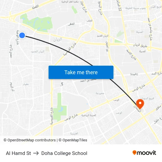 Al Hamd St to Doha College School map