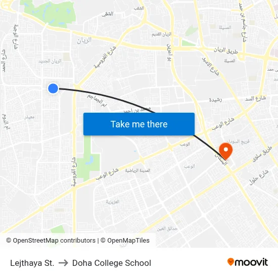Lejthaya St. to Doha College School map
