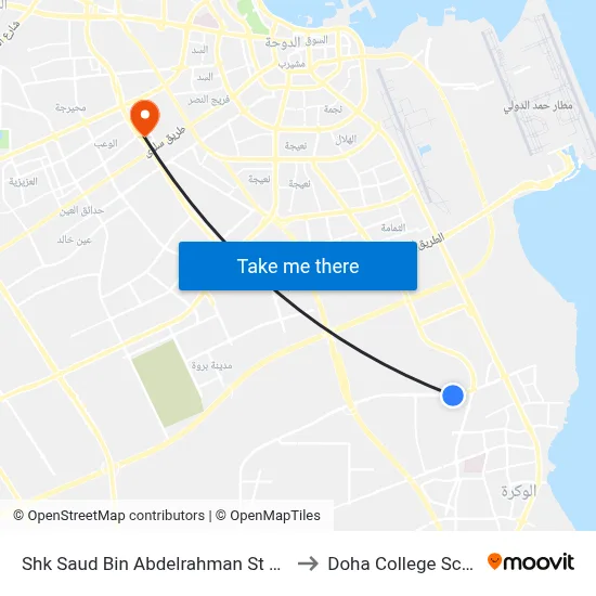 Shk Saud Bin Abdelrahman St Stop 2 to Doha College School map