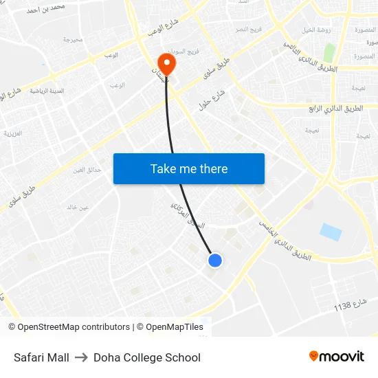 Safari Mall to Doha College School map