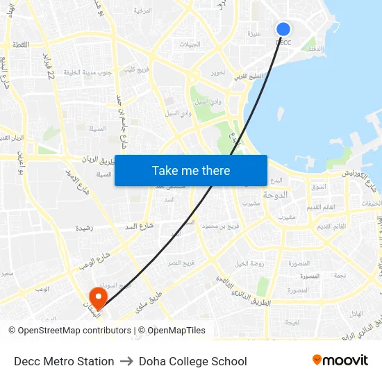 Decc Metro Station to Doha College School map