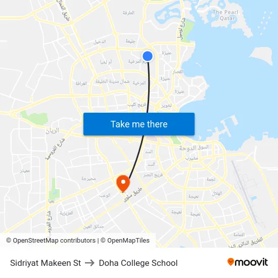 Sidriyat Makeen St to Doha College School map