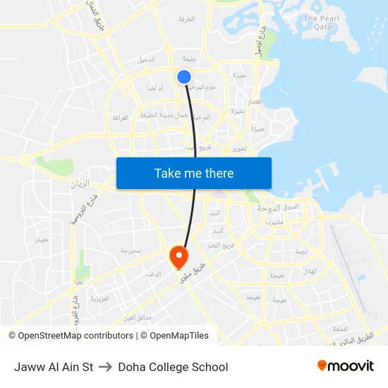 Jaww Al Ain St to Doha College School map