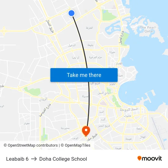 Leabaib 6 to Doha College School map
