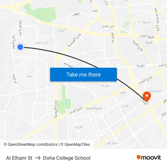 Al Elham St to Doha College School map