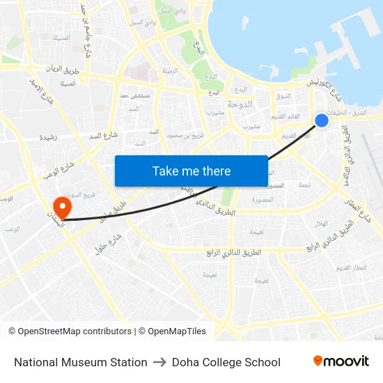 National Museum Station to Doha College School map