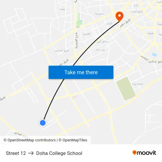 Street 12 to Doha College School map