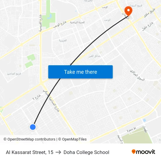 Al Kassarat Street, 15 to Doha College School map