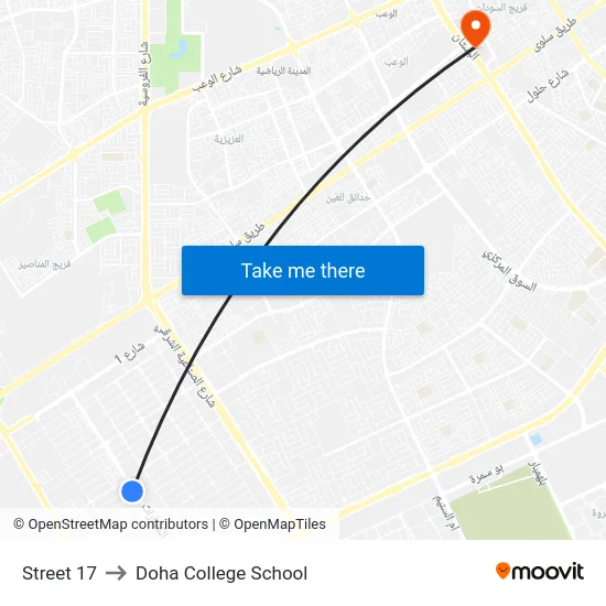 Street 17 to Doha College School map