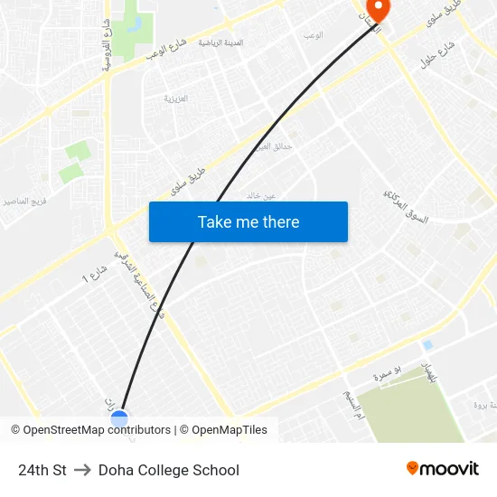 24th St to Doha College School map
