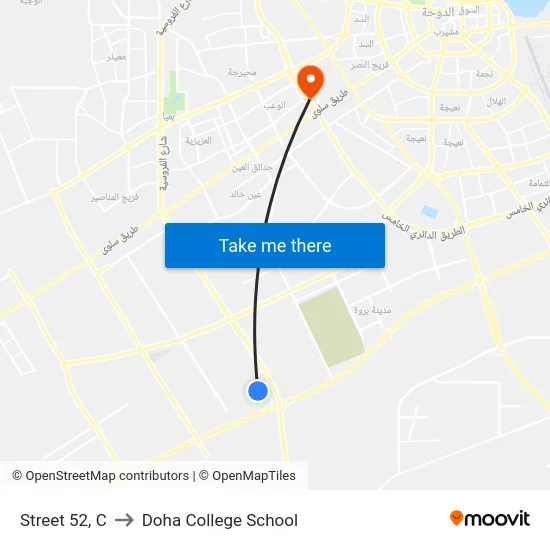 Street 52, C to Doha College School map