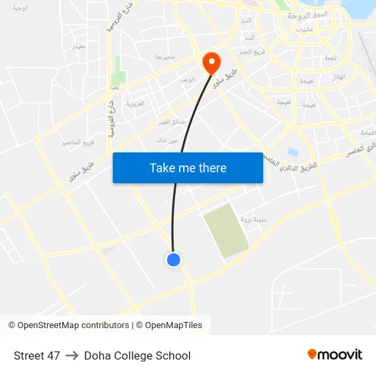 Street 47 to Doha College School map