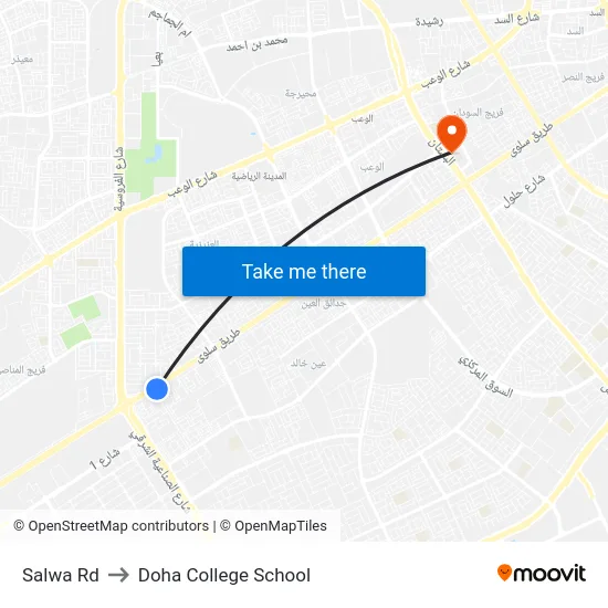 Salwa Rd to Doha College School map