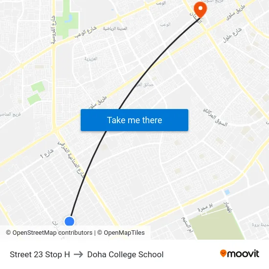 Street 23 Stop H to Doha College School map