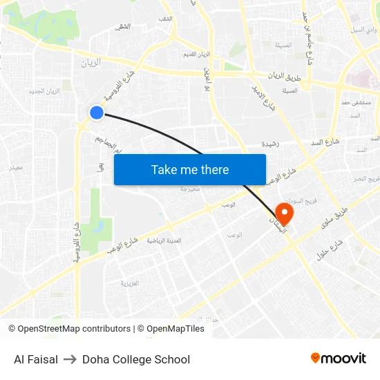 Al Faisal to Doha College School map