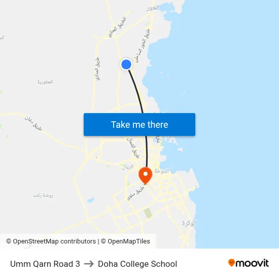 Umm Qarn Road 3 to Doha College School map
