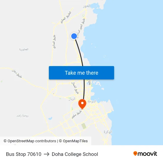 Bus Stop 70610 to Doha College School map