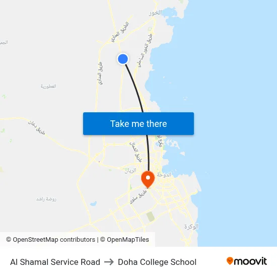 Al Shamal Service Road to Doha College School map