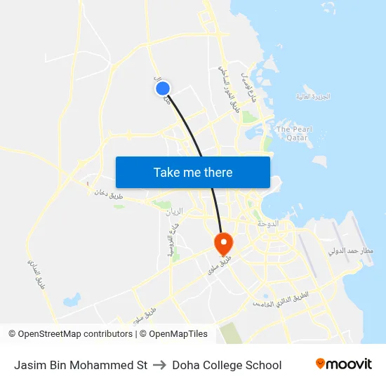 Jasim Bin Mohammed St to Doha College School map