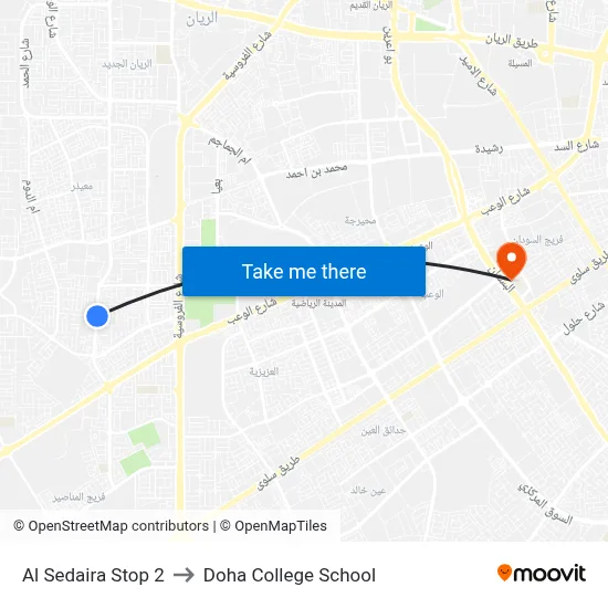Al Sedaira Stop 2 to Doha College School map