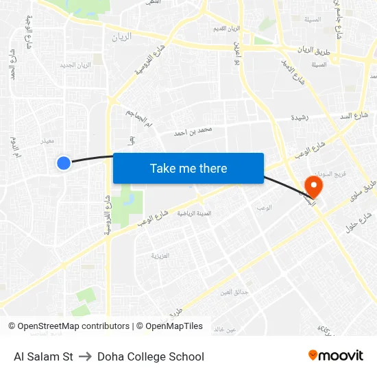Al Salam Street to Doha College School map