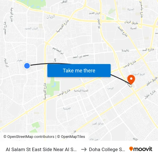 Al Salam St East Side Near Al Sebseb St to Doha College School map