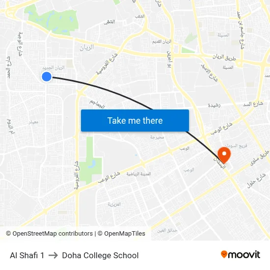 Al Shafi 1 to Doha College School map