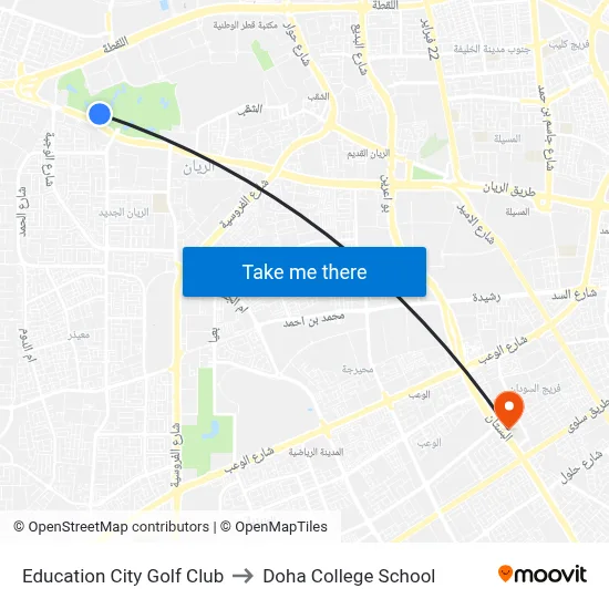 Education City Golf Club to Doha College School map