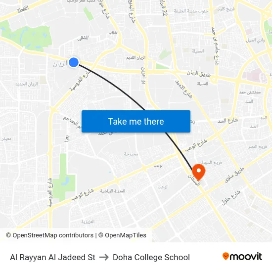 Al Rayyan Al Jadeed St to Doha College School map