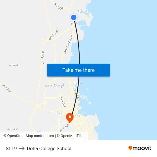 St 19 to Doha College School map