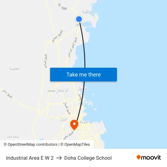Industrial Area E W 2 to Doha College School map