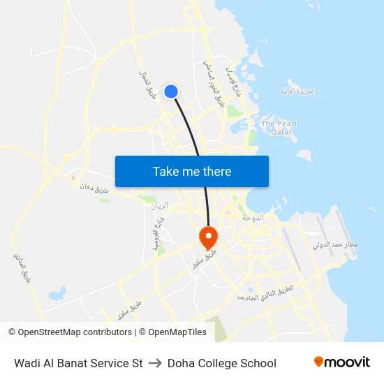 Wadi Al Banat Service St to Doha College School map
