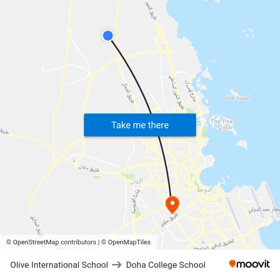 Olive International School to Doha College School map
