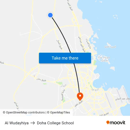 Al Wudayhiya to Doha College School map
