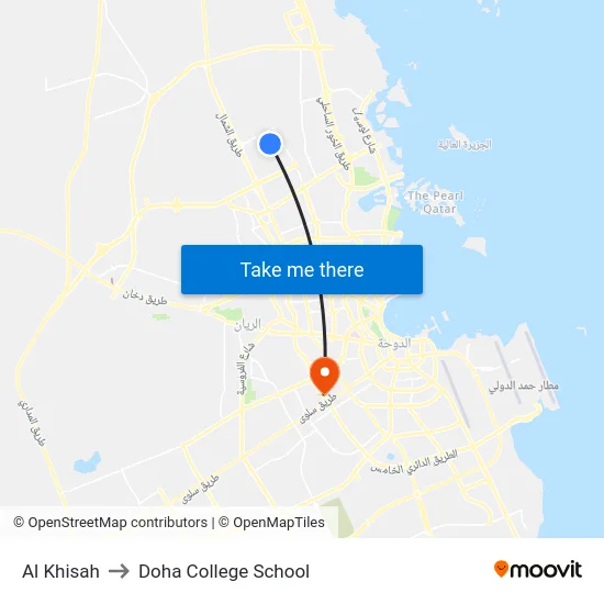 Al Khisah to Doha College School map