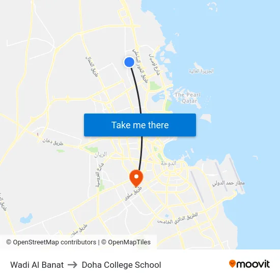 Wadi Al Banat to Doha College School map
