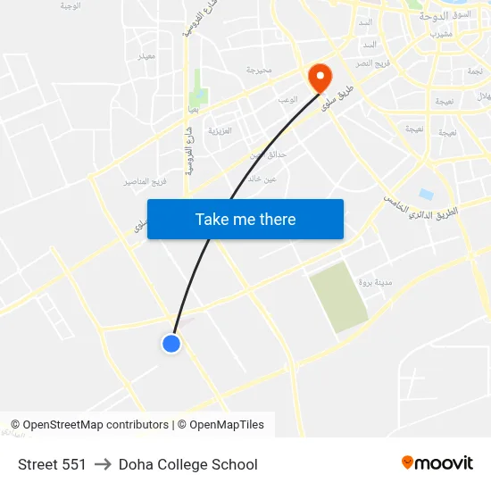 Street 551 to Doha College School map