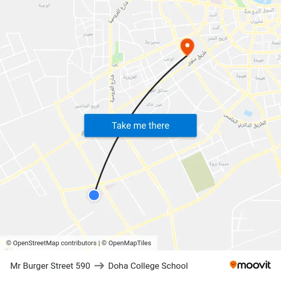 Mr Burger Street 590 to Doha College School map