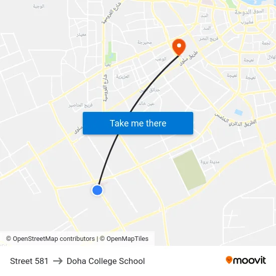 Street 581 to Doha College School map
